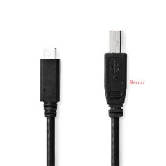   Nedis CCGB60650BK20 USB-C dugó - USB- B dugó (USB C - USB B) kábel, 480 Mbps, 2m