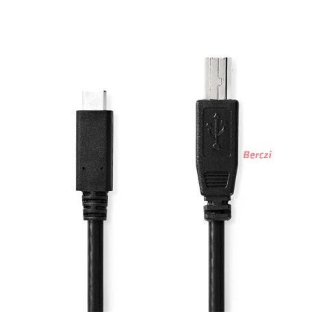 Nedis CCGB60650BK20 USB-C dugó - USB- B dugó (USB C - USB B) kábel, 480 Mbps, 2m