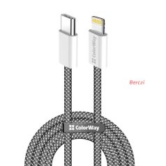   COLORWAY Kábel Type-C CW-CBPDCL061-BK,  Apple Lightning, fonott pamut, PD 27W, 1M fekete