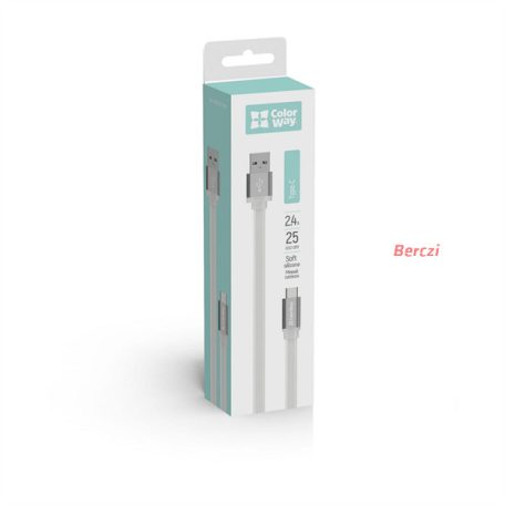 COLORWAY Kábel, USB dugasz Type-C CW-CBUC001-WH, dugó, 25 CM fehér