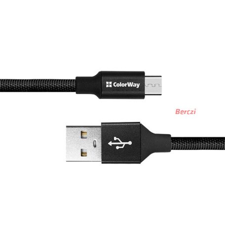 COLORWAY Kábel, USB CW-CBUC048-BK, Type-C 2.4A 25CM fekete