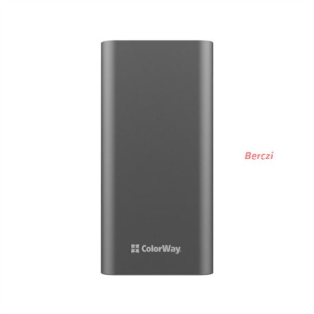 COLORWAY USB töltő adapter, Power Bank 20 000 mAh teljes (USB QC3.0 + USB-C tápellátás 22,5 W) Szürke CW-PB200LPH3GR-PDD
