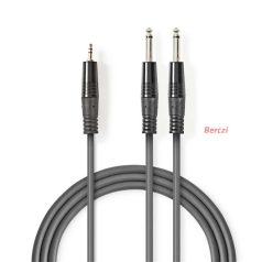   Nedis COTH23200GY30 félprofi audio kábel, 3,5mm sztero jack dugó - 2 x 6,35mm mono jack dugó, 3m, rugalmas