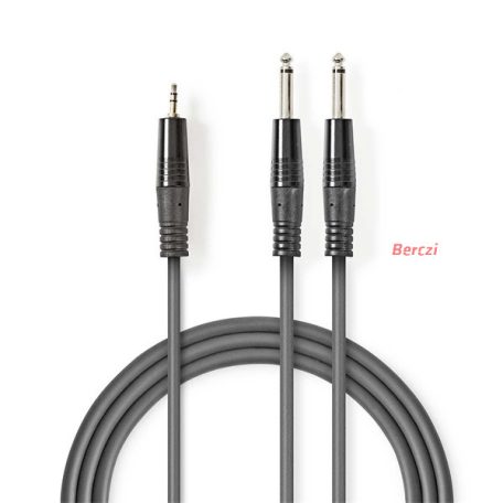 Nedis COTH23200GY30 félprofi audio kábel, 3,5mm sztero jack dugó - 2 x 6,35mm mono jack dugó, 3m, rugalmas
