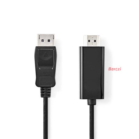 Nedis CCGL37100BK30 Display port dugó - HDMI dugó kábel 1080p, 3m