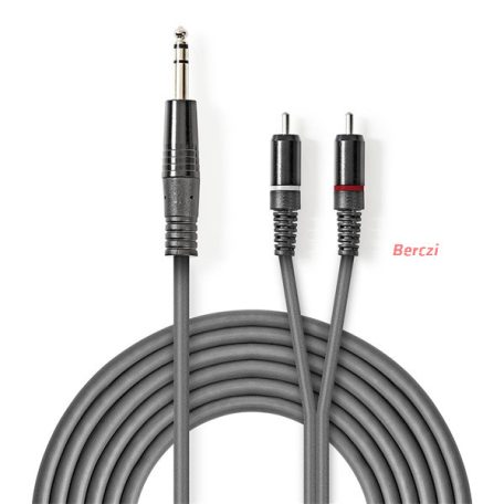 Nedis COTH23300GY30 félprofi XLR audio kábel, 6,35mm sztereo jack dugó - 2x RCA dugó, 3m