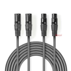   Nedis COTH15030GY15 félprofi XLR audió kábel, 2 x XLR 3p dugó - 2 x XLR 3p aljzat, 1.5m, rugalmas