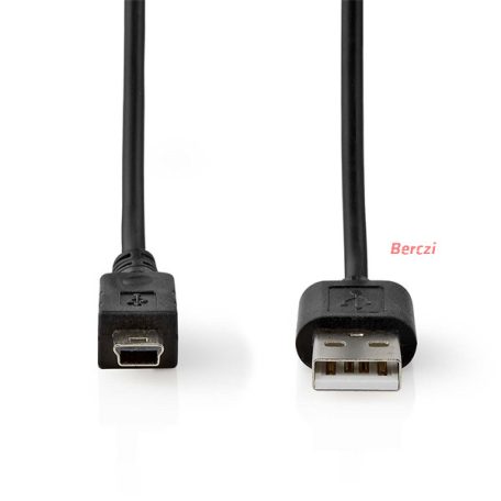 Nedis CCCGL60301BK20 USB mini 5p (mini USB)kábel, USB 2.0  USB-A dugó  USB mini 5p dugó, 480 Mbps. 2m
