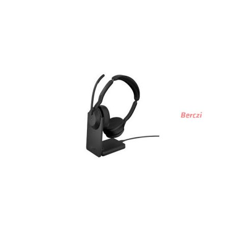 JABRA Fejhallgató - Evolve2 55 MS Stereo Bluetooth Vezeték Nélküli, Mikrofon + Töltő állomás