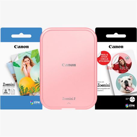 CANON Mobil fotónyomtató, ZINK, ZOEMINI 2 WiFi,  317x500 dpi, rózsaarany,  + fotópapír csomag