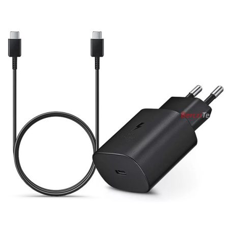 Samsung gyári hálózati töltő adapter Type-C bemenet 1 m-es Type-C kábel  25W  EPTA800EBE  EPDA705BBE  fekete ECO csom