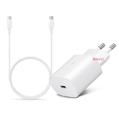 Samsung gyári hálózati töltő adapter TypeC bemenet 1 m TypeC kábel  25W  EPTA800EWE  EPDA705BWE  fehér ECO csom