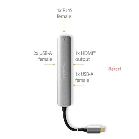 Nedis CCBW64210AT02 USB-C (USB C) dugó - 3x USB, HDMI, RJ45, 5 Gbps