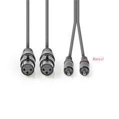   Nedis COTH15230GY15 félprofi audio kábel, 2x XLR aljzat - 2x RCA dugó, 1,5m