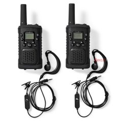   Nedis WLTK0610BK Walkie-Talkie készlet, 2 kézibeszélő 6 km-ig, 8 csatorna, 38 alcsatorna, 61 DCS kód, PTT/ VOX, LED lámp