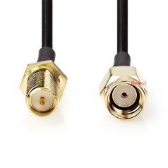  Nedis CSGL02210BK10 SMA kábel, RP SMA férfi, RP SMA női, Aranyozott, 50 Ohm, Egyetlen árnyékolt, 1 m