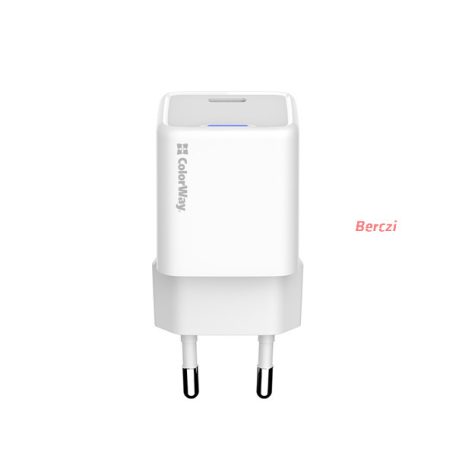 COLORWAY AC töltő GaN Mini CW-CHS054PD-WT 30W PD port PPS USB-C fehér