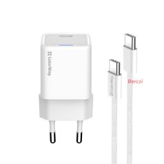   COLORWAY AC töltő GaN Mini CW-CHS054PDC-WT 30W PD port PPS USB-C fehér + kábel Type-C