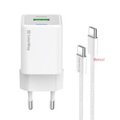   COLORWAY AC töltő GaN Mini CW-CHS055PDC-WT 35W PD port PPS USB (Type-C PD + USB QC4.0) kábel Type-C