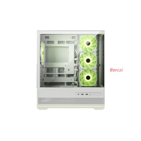 MSI Ház Micro ATX PANO 110R PZ, 4xARGB ventilátor, Tápegység nélkül, üvegfalú, fehér