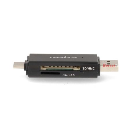 Nedis CRDRU2110BK USB2.0 - USBC kártyaolvasó microSD (TF) / microSDHC (TF) / microSDXC (TF) / SD / SDHC / SDXC