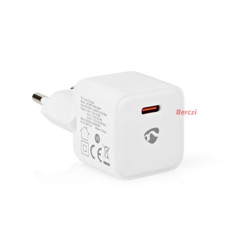 Nedis WCMPD20W100WT PD3.0 töltő, 1,67 / 2,22 / 3,0 A, 20W, USB-C