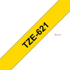   BROTHER szalag TZe-621, Sárga alapon Fekete, Laminált, 9mm  0.35", 8 méter