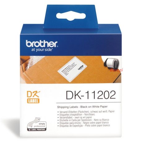 BROTHER Etikett címke DK-11202, 62mm x 100mm, Elővágott (stancolt), Papír címke, Fehér alapon fekete, 300 db